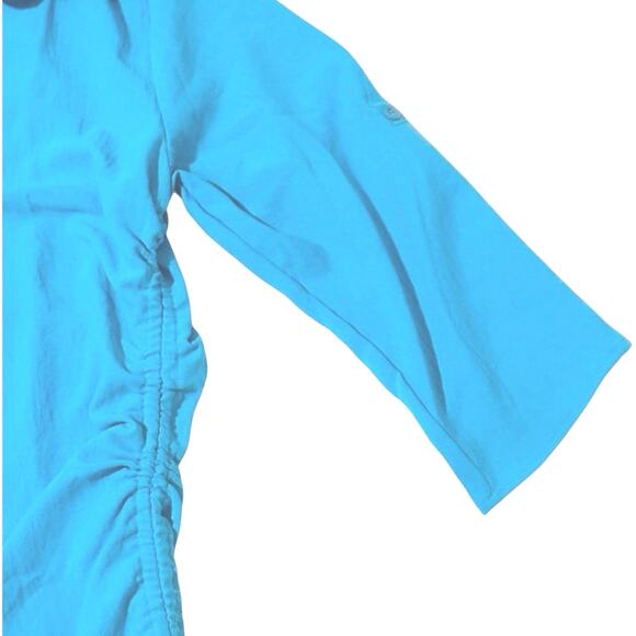 Swimsuit Cover-up - Blue- 3/4 Rolled Sleeves - Ruched with Ties - Small/Medium - Picture 12 of 14